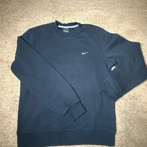 Nike Men's Black Crewneck Swoosh Pullover Sweater Y2K style